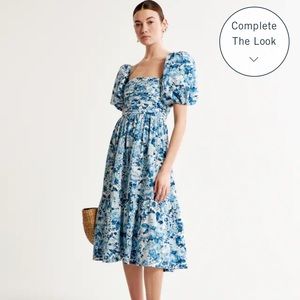 Emerson Poplin Puff Sleeve Midi Dress Petite